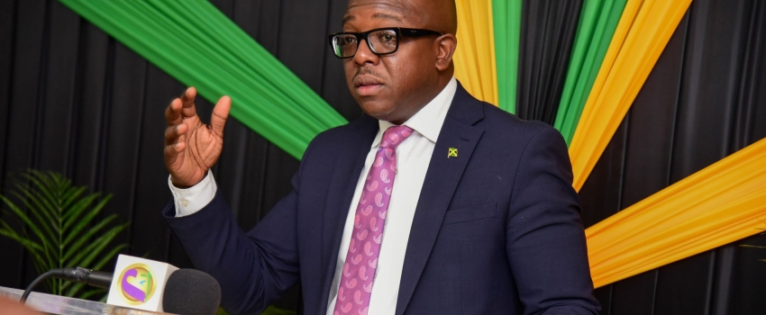 Minister of Agriculture and Fisheries, Hon. Pearnel Charles Jr., addresses a Plant Quarantine Exporters’ Forum at the Ministry’s offices in Kingston, on February 14.