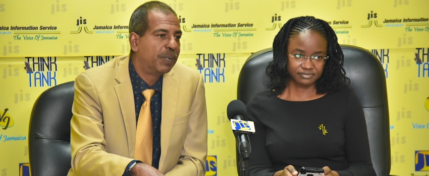 Chief Executive Officer at the National Fisheries Authority (NFA), Dr. Gavin Bellamy, addresses a Think Tank at the JIS’s head office in Kingston on March 14. Principal Director for the Fisheries Compliance Licensing and Statistics Division of the NFA, Dr. Zahra Oliphant, also addressed the session.
