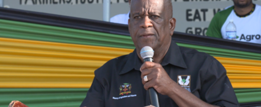 Minister of State in the Ministry of Agriculture and Fisheries, Hon. Franklyn Whitter, addresses the opening ceremony of the 66th Hague Agricultural Show, which was held in Trelawny on Ash Wednesday, February 22.