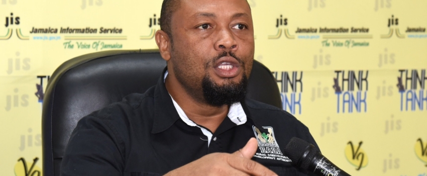 Senior Programmer at RADA, Hartnell Campbell, speaks at a JIS Think Tank, at the agency's Head Office at 58A Half Way Tree Road in Kingston.