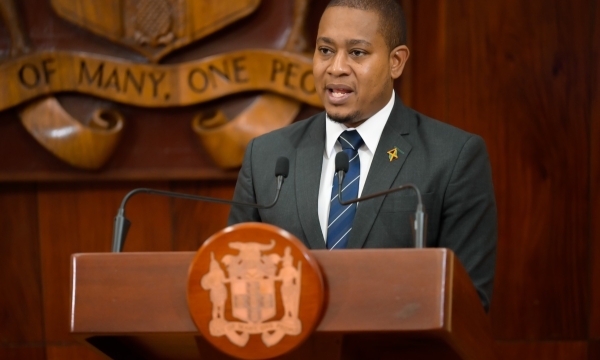 Minister of Agriculture, Fisheries and Mining, Hon. Floyd Green, speaking during Wednesday’s (April 24) post-Cabinet press briefing at Jamaica House.