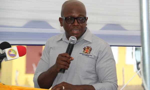 Minister of Agriculture and Fisheries, Hon. Pearnel Charles Jr, addresses the official launch of the Hague Agricultural and Industry Show in Falmouth, Trelawny on February 8.